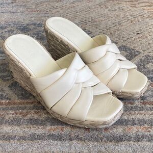 Vince Gilian Cream Wedge Sandals